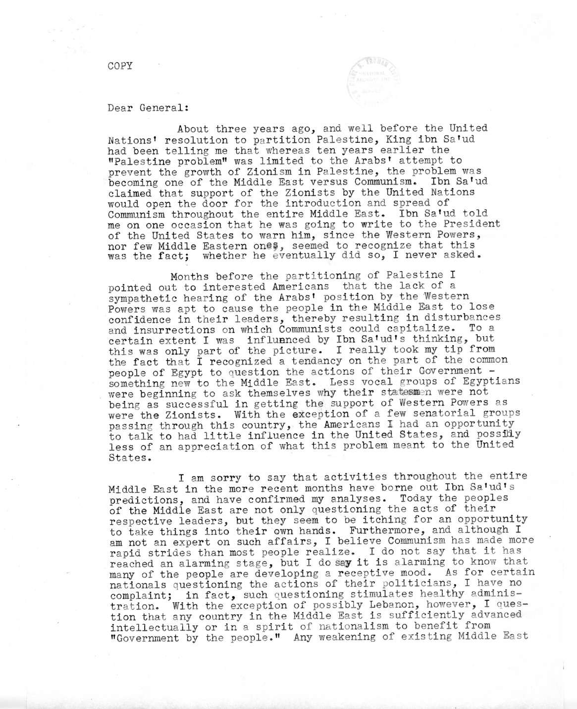 Letter from Kenneth Royall to President  Harry S. Truman, with Attachements