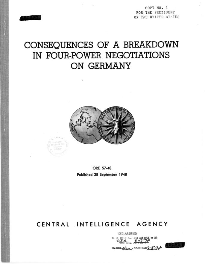 Consequences of a Breakdown in Four-Power Negotiations on Germany