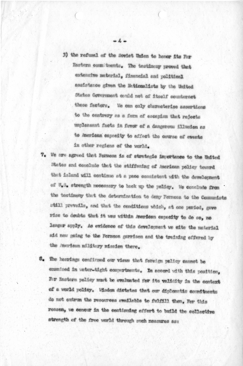 State Department, MacArthur Hearings Report by Fisher, Conclusion