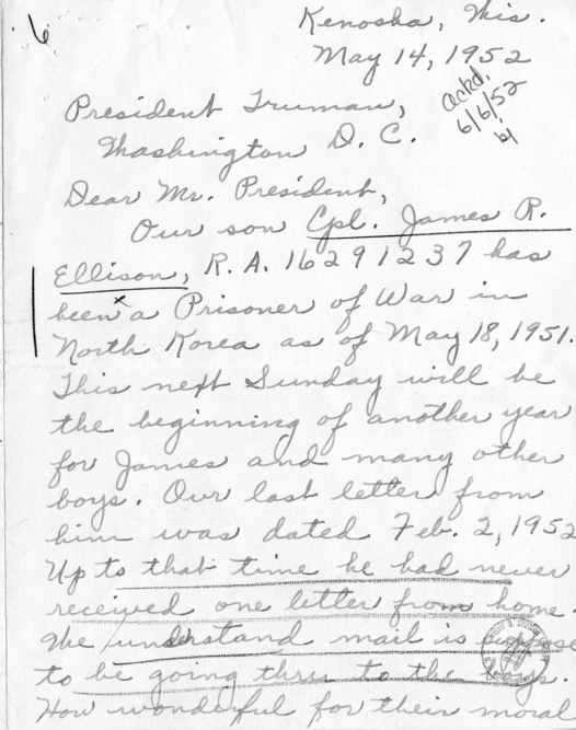 Mr. and Mrs. Ellison to Harry S. Truman With Reply From William D. Hassett