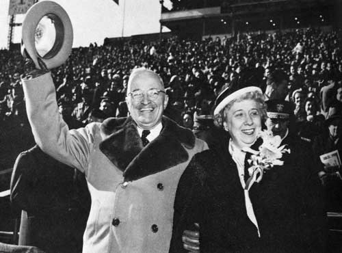 President Harry Truman and First Lady Bess Truman at the Army Navy Football Game