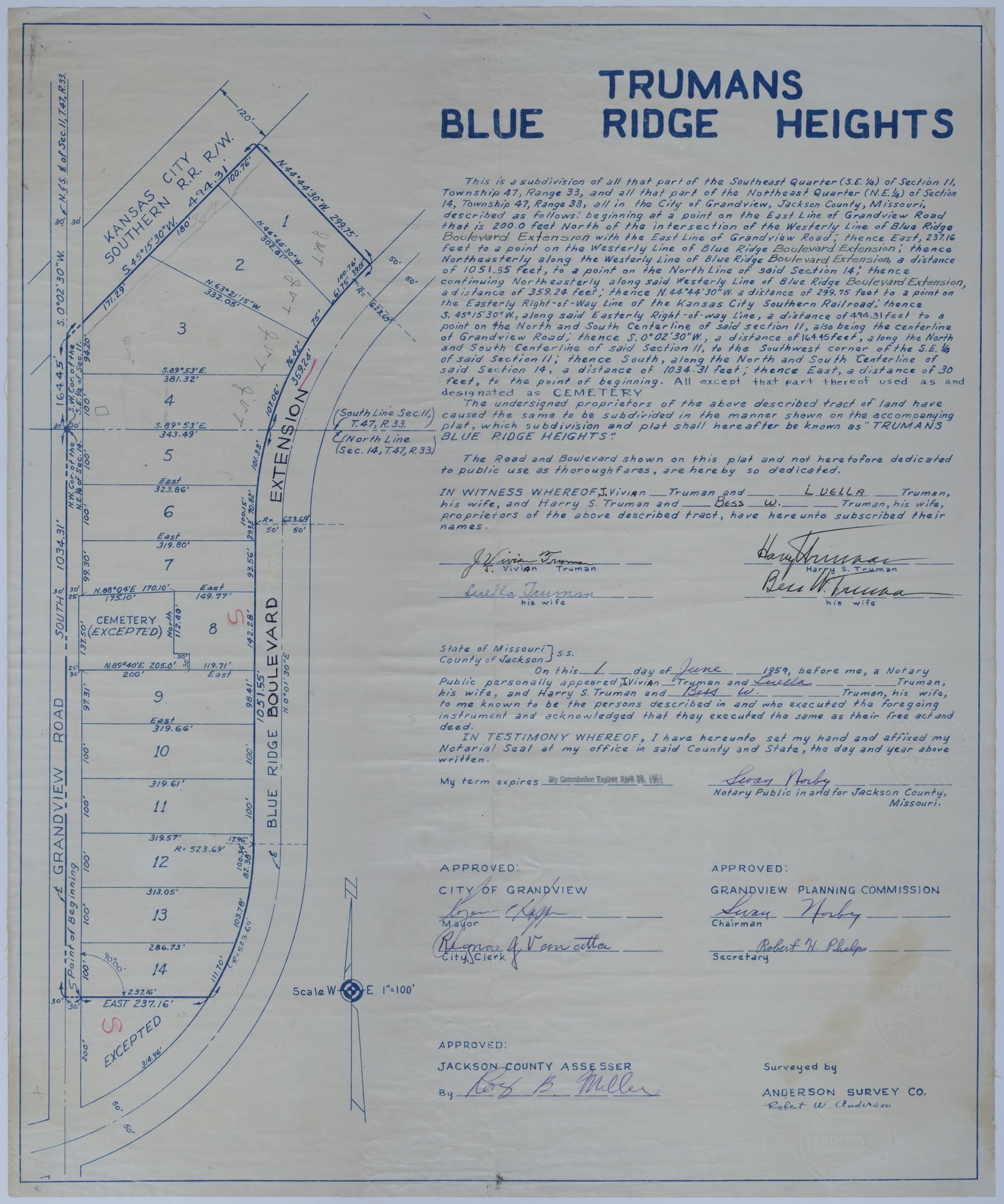 Drawing of the Planned Truman's Blue Ridge Heights in Grandview