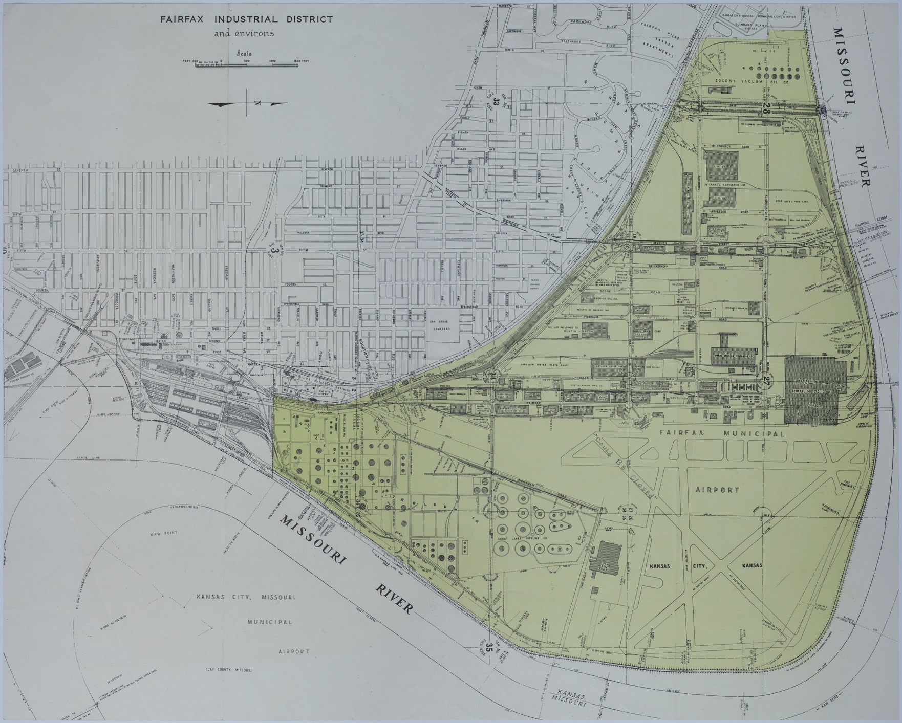 Map of the Fairfax Industrial District in Kansas City, Kansas Harry S