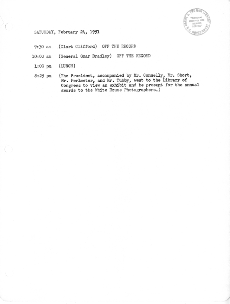 Daily Appointment Sheet For President Harry S Truman Harry S Truman Daily Appointment Sheet For President Harry S Truman Harry S Truman