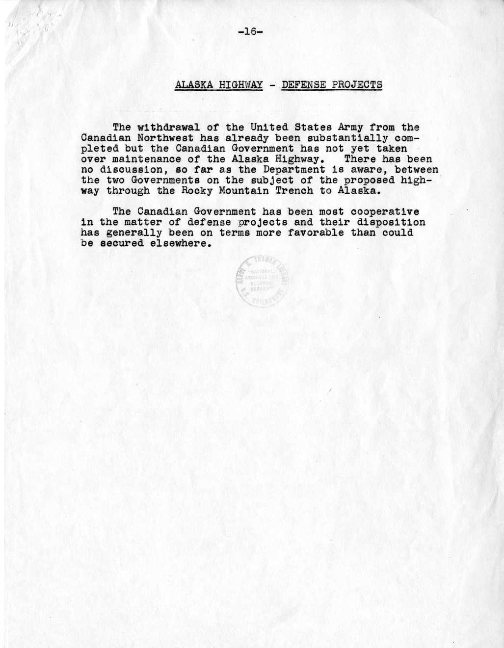 Memorandum from Dean Acheson to President Harry S. Truman, with