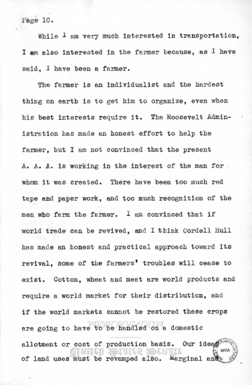 Address Of Senator Harry S Truman To The Joint Session Of The