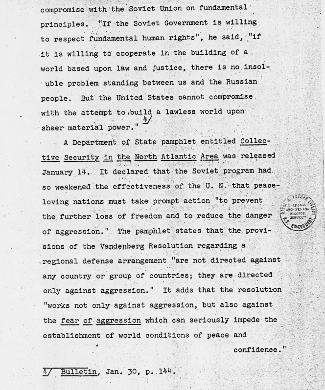 Report, \"A Digest of Pertinent Data Appearing In Department Of State Publications Issued During January 1949\"