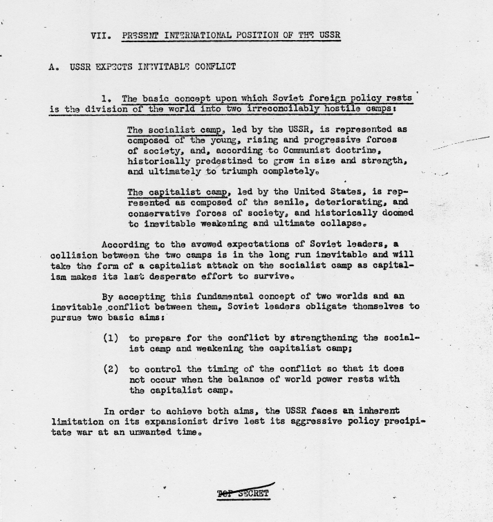 Report, \"Present International Position Of The USSR\"