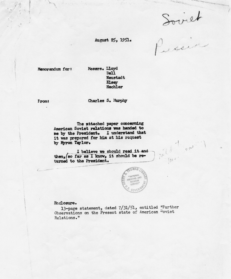 Charles S. Murphy to David Lloyd et. al., accompanied by a report