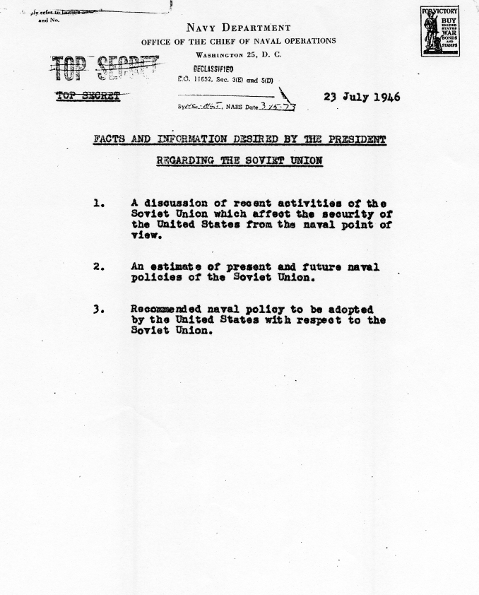 Memorandum, \"Facts and Information Desired by the President Regarding the Soviet Union\"