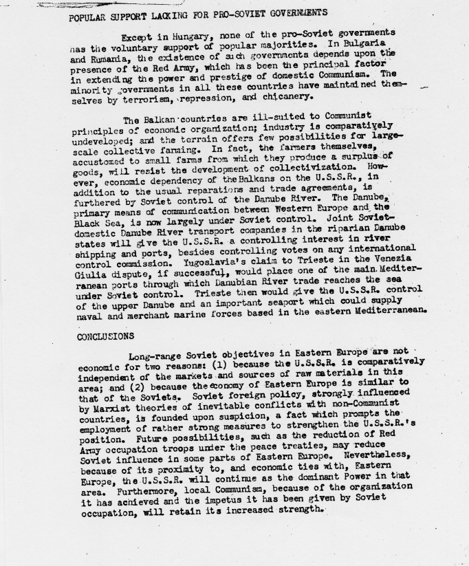 Memorandum, \"Soviet Foreign Policy in Eastern Europe\"