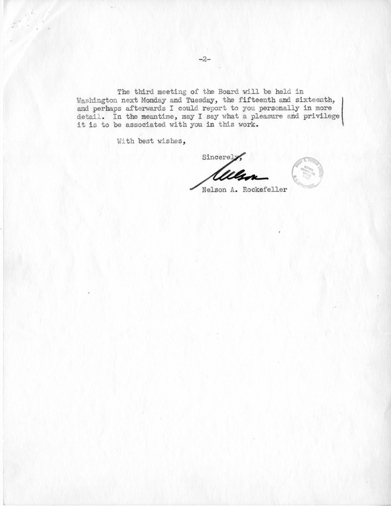 Correspondence Between Nelson Rockefeller and Harry S. Truman, with Related Material