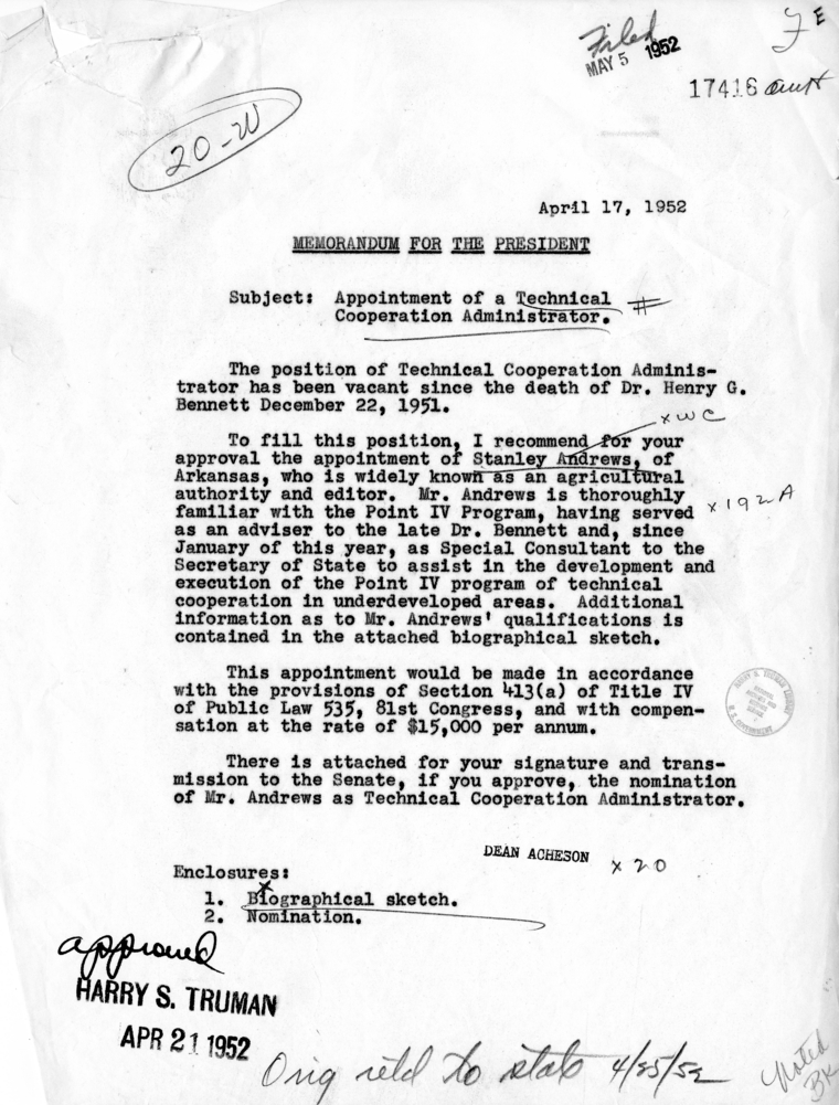 Memorandum, Dean Acheson to Harry S. Truman, with Attachment