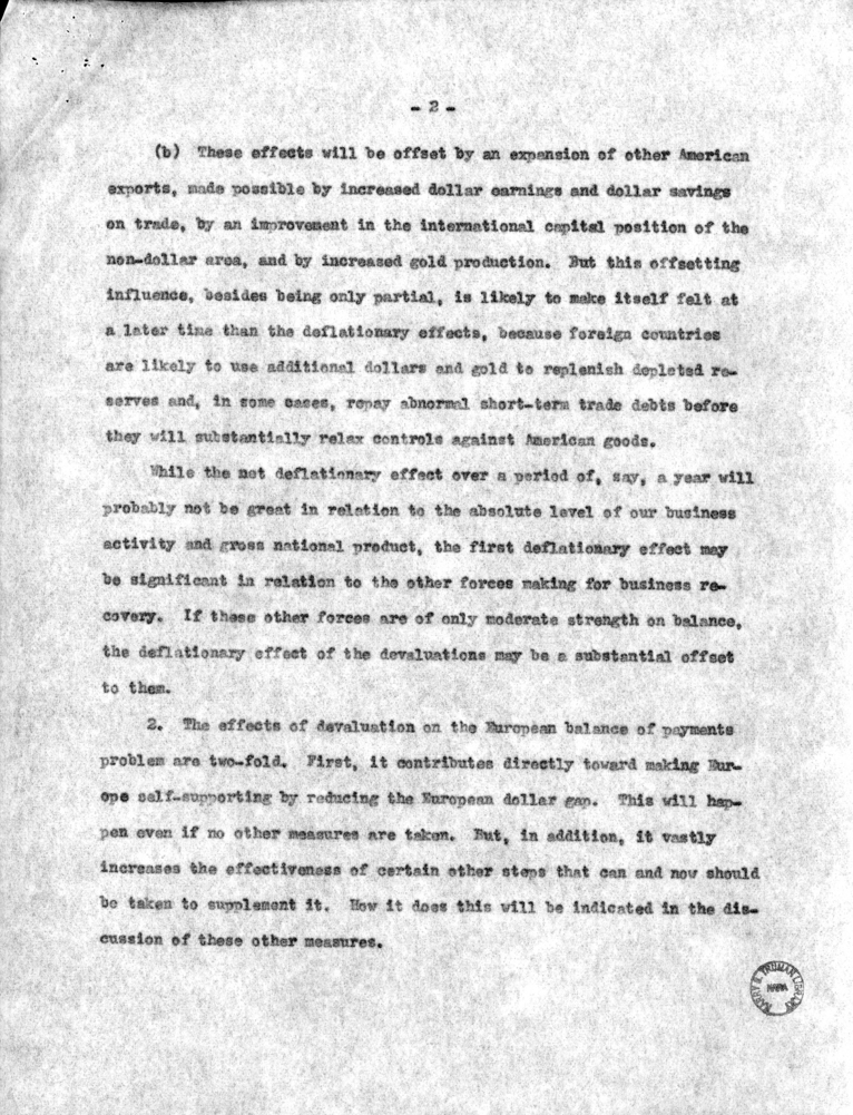 Memorandum, Walter Salant to David Lloyd, with Attachment