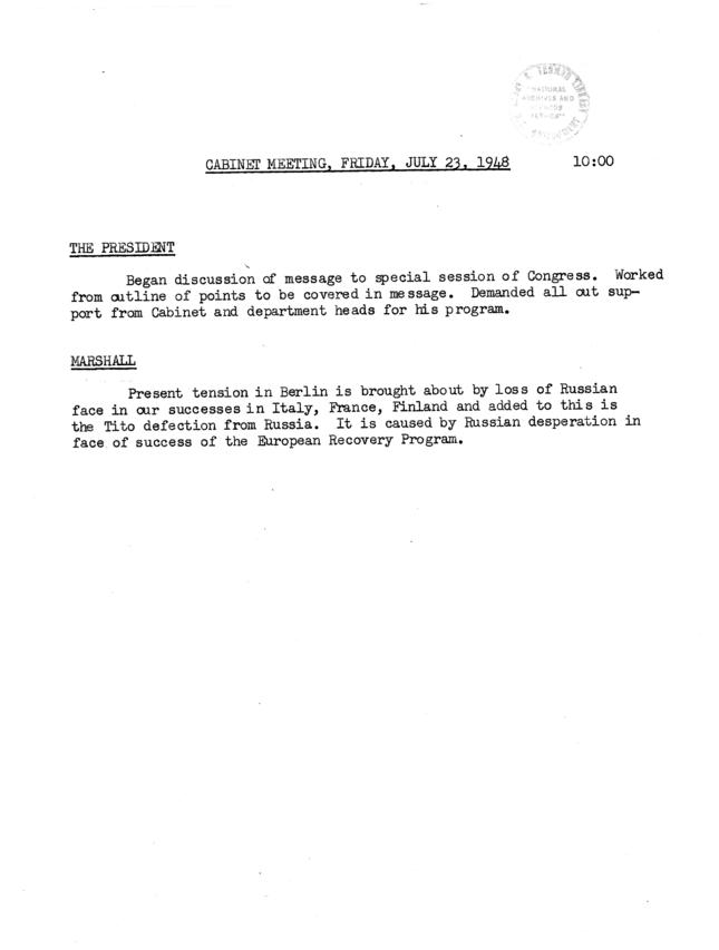 Meeting Notes Harry S. Truman