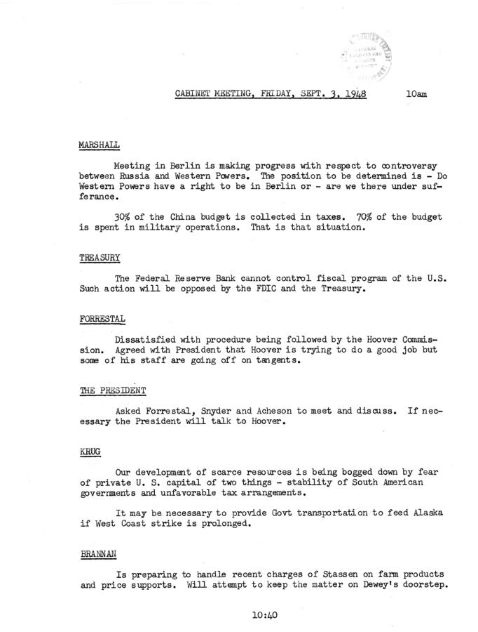 Meeting Notes Harry S. Truman