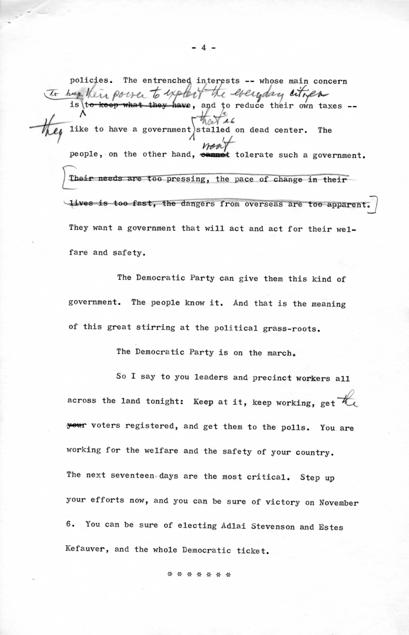 Draft of Speech Delivered by Harry S. Truman, Television Broadcast from Washington, D.C.
