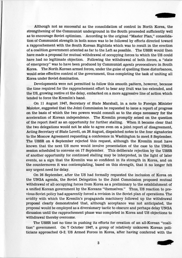 &quot;Implementation of Soviet Objectives in Korea,&quot; Office of Reports and Estimates 62