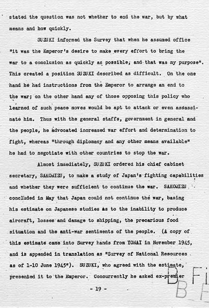 United States Strategic Bombing Survey: Japan's Struggle to End the War