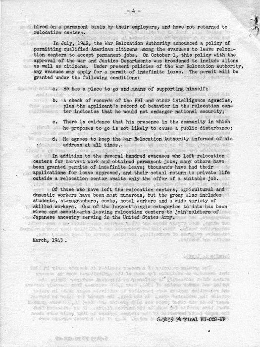 Report Japanese Americans In Relocation Centers March 1943 Papers Of Philleo Nash Harry S Truman