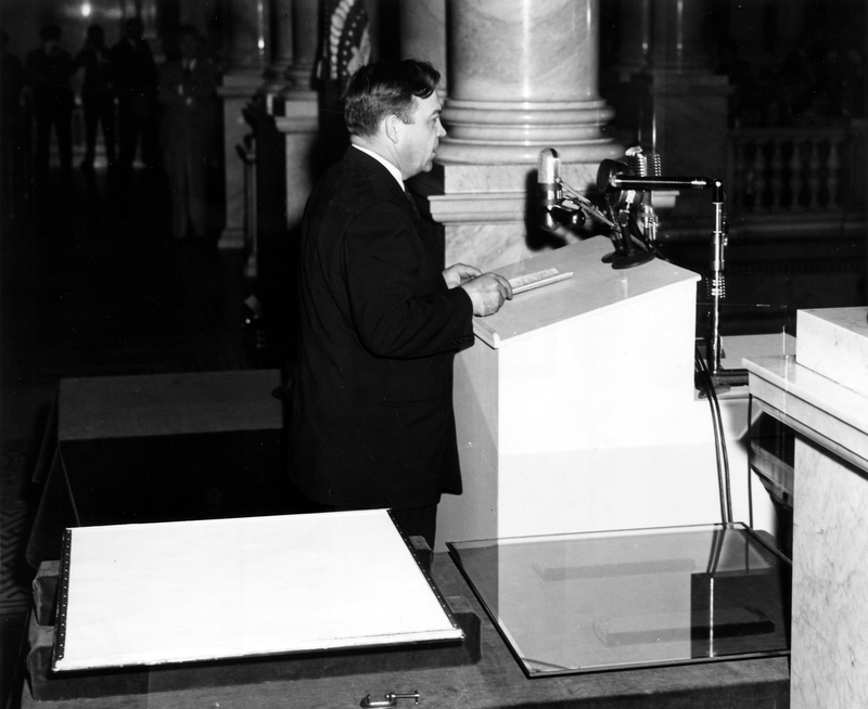 Unidentified speaker at Constitution Day ceremonies at the Library of
