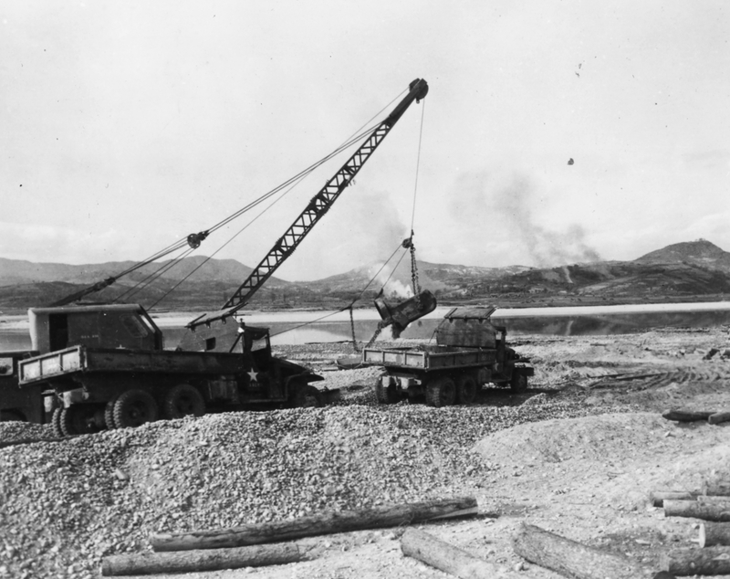 Bridge being built in Korea Harry S. Truman