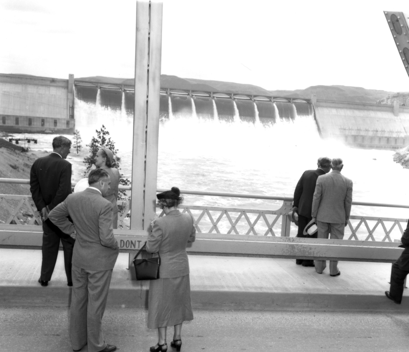 Harry, Bess and Margaret Truman Viewing the Grand Coulee Dam Harry S