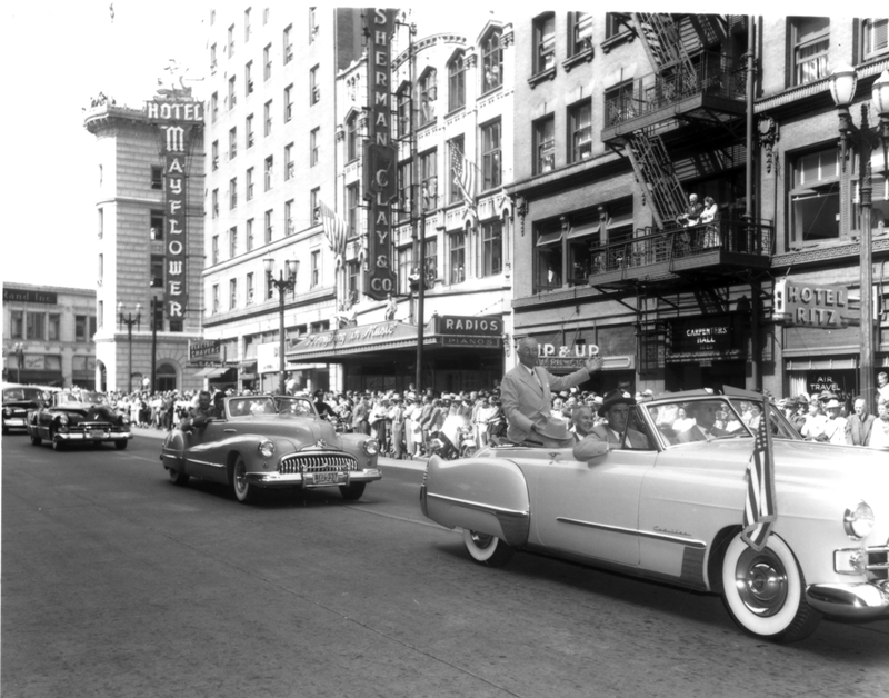 President Truman Rides in a Parade in Seattle Harry S. Truman