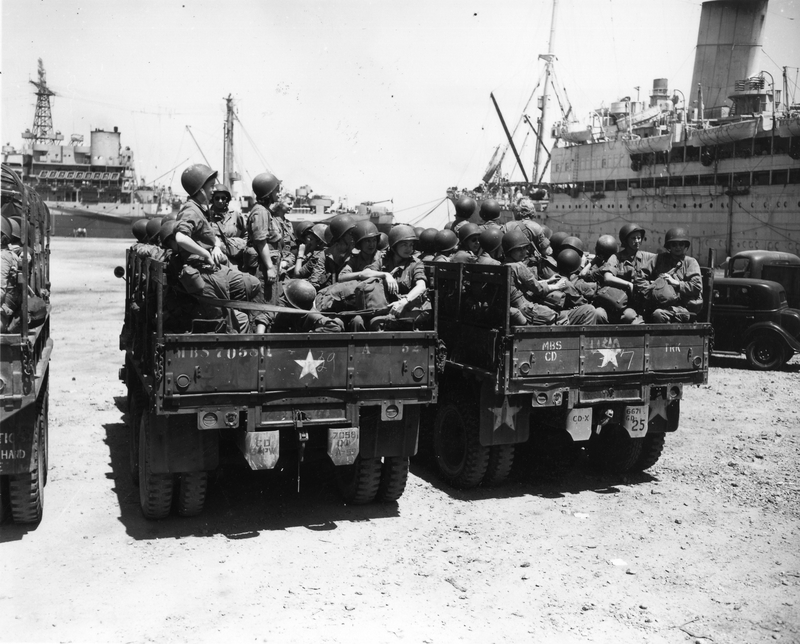 Women's Army Corps (WAC) Soldiers Bound for Italy Wait to Board Their