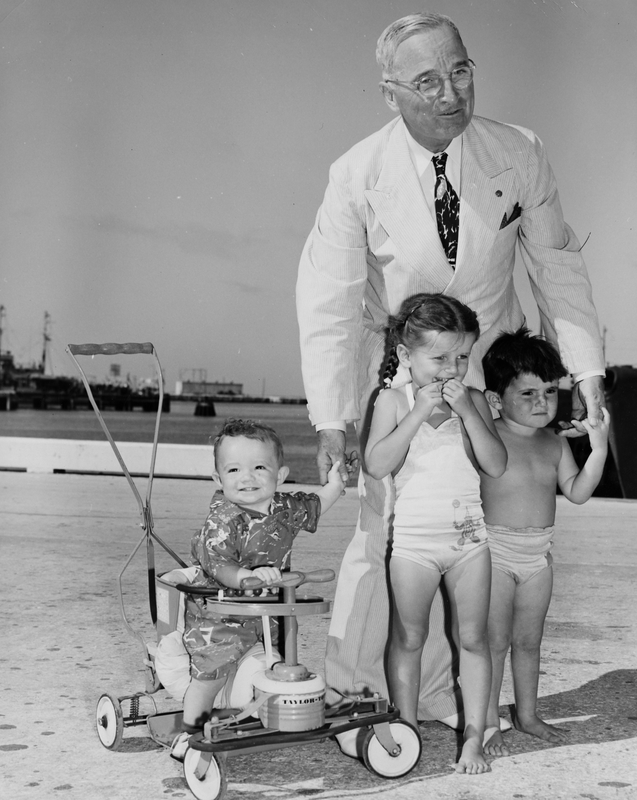 President Harry S. Truman Poses With Three Children Harry S. Truman
