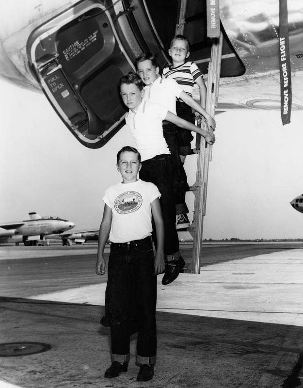 McChord Children Pose Under Airplane at Barksdale Air Force Base