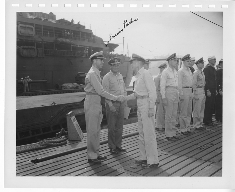 Lieutenant Commander Lewis Parks is Congratulated | Harry S. Truman
