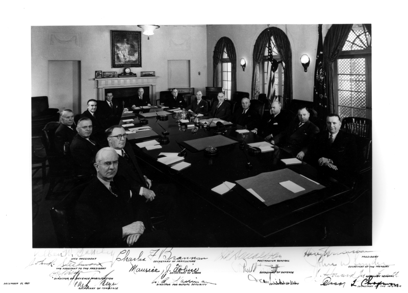 President Harry S Truman With His Cabinet Autographed By All