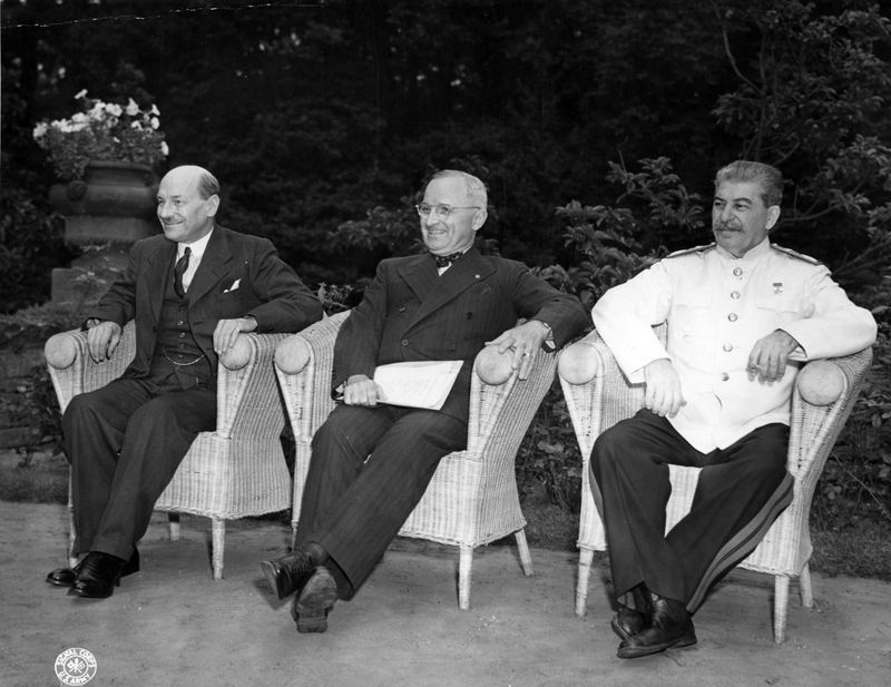 Clement R. Attlee, Harry S. Truman, and Josef Stalin at Potsdam Harry