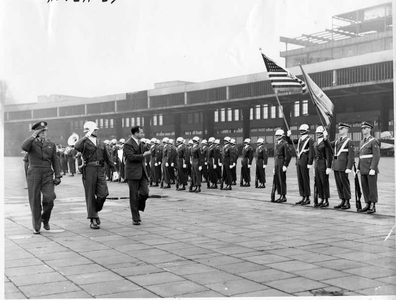 Secretary Frank Pace Reviews Honor Guard at Tempelhof Air Force Base