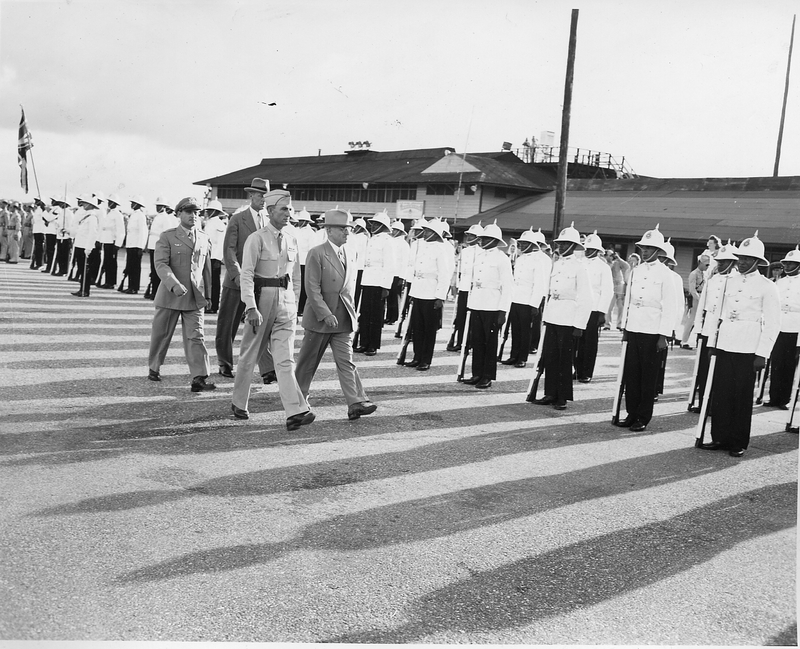 President Truman inspects honor guard in Trinidad Harry S. Truman