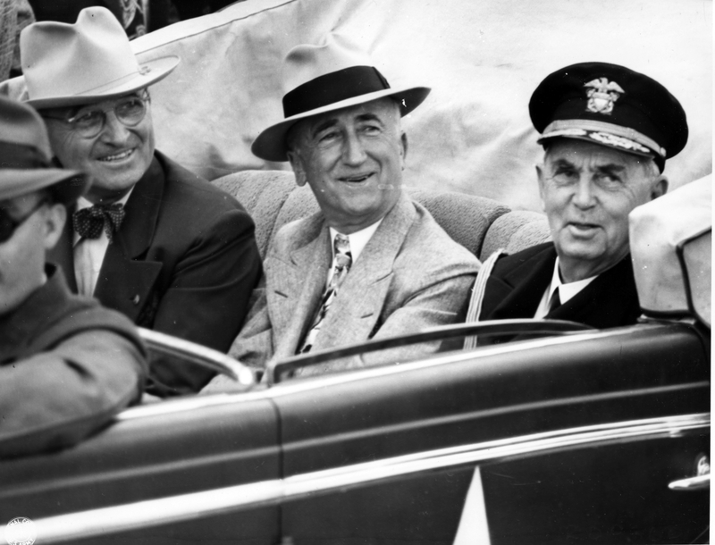 Truman, Byrnes and Leahy in an open car in Berlin Harry S. Truman