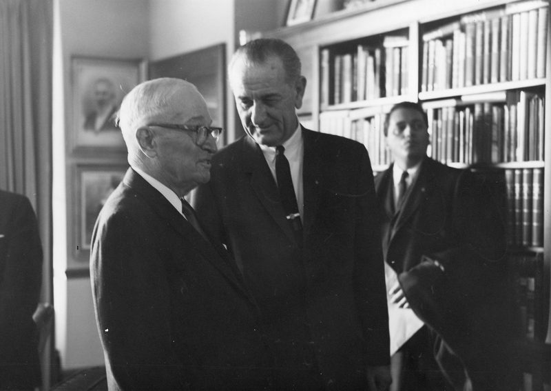Truman In His Office with President Johnson Harry S Truman