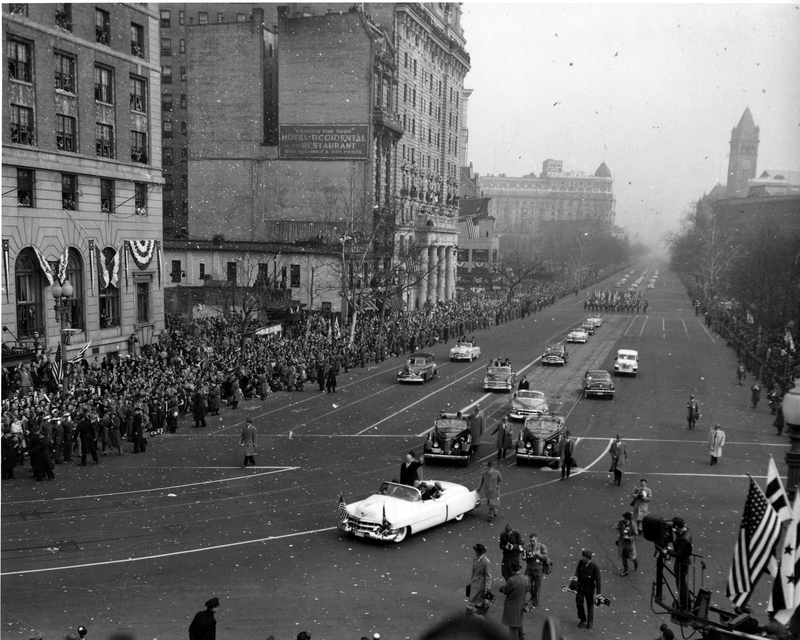 President Eisenhower Riding In Inaugural Parade Harry S Truman