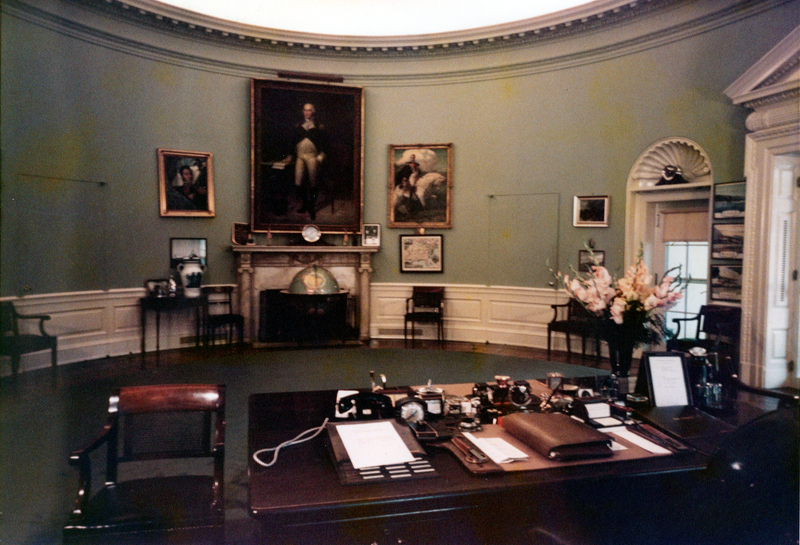 Truman Oval Office, Behind Desk, Looking Toward Fireplace Harry S. Truman
