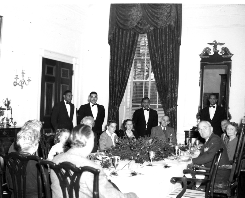 Truman and Wallace Families at the White House for Christmas Dinner
