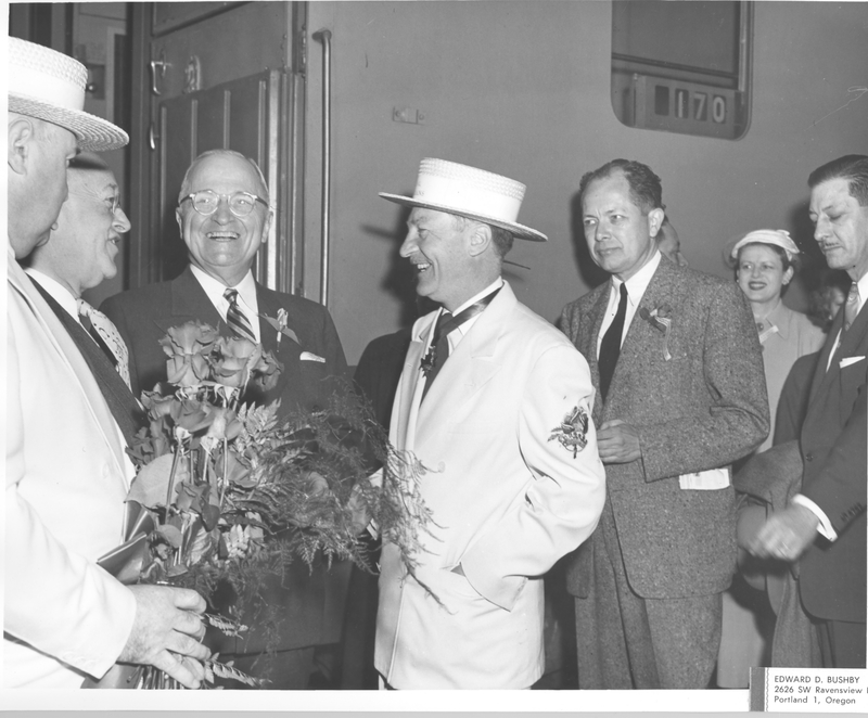 Former President Truman and Mayor Fred Peterson in Portland, Oregon