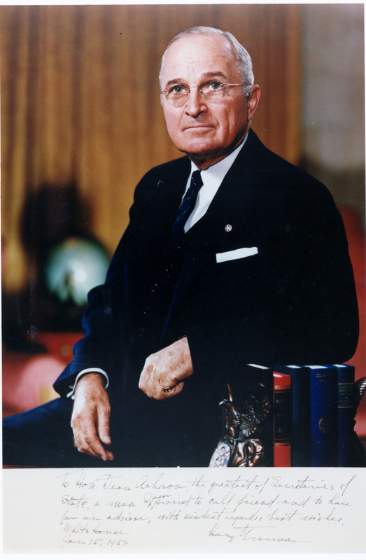 An Autographed Portrait Of Truman For Dean Acheson Harry S Truman