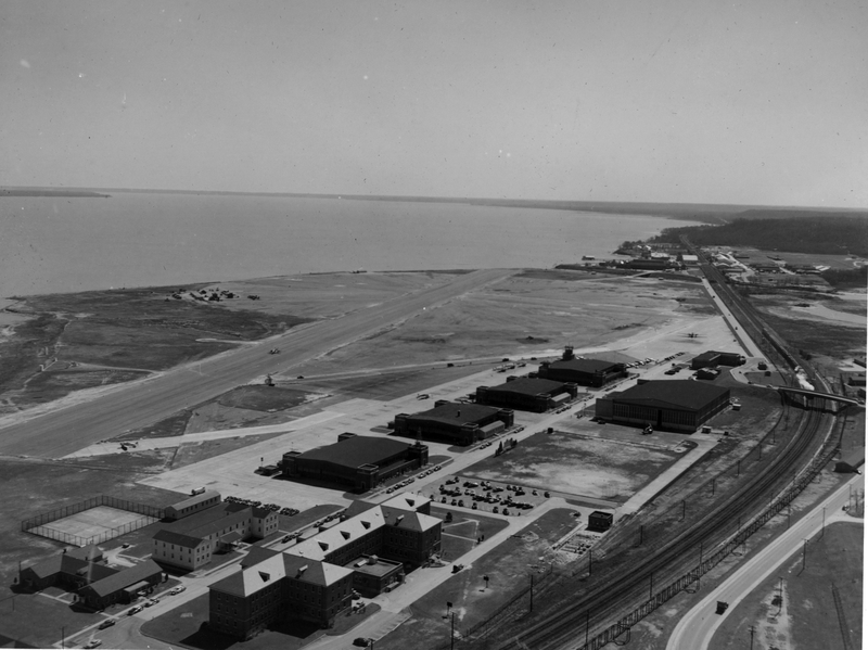 Aerial view of U. S. Marine Training Base at Quantico, Virginia Harry