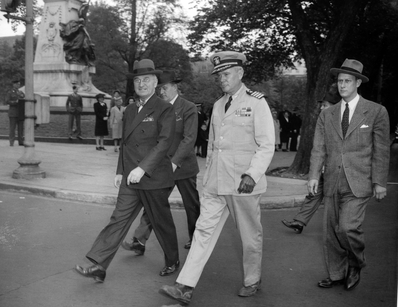 President Truman Walking with Captain James K. Vardaman Harry S. Truman