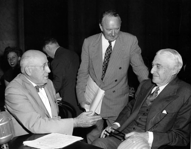 Bernard Baruch Right Talking With Senators Elbert Thomas Utah And Harry Byrd Virginia Harry S Truman