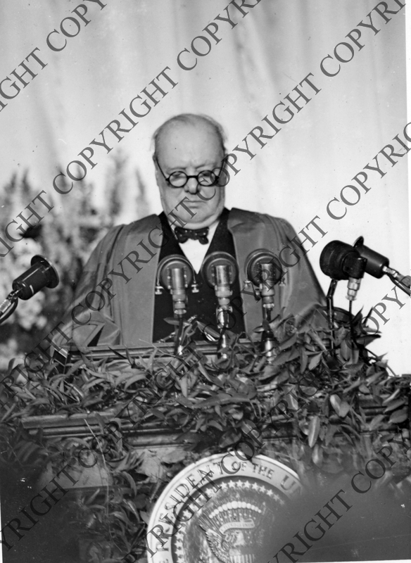 Winston Churchill Delivering his Famous "Iron Curtain" Speech Harry S