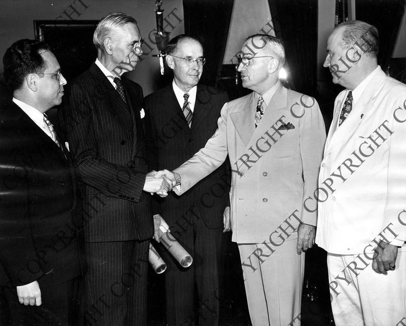 Truman at swearing in of members of Council of Economic Advisors