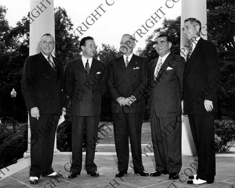 President Truman Stands With Members Of His Cabinet And Others