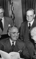President Truman with the Commission on Migratory Labor, April 7, 1951.